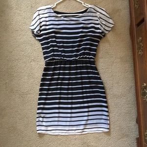 Black and white striped dress